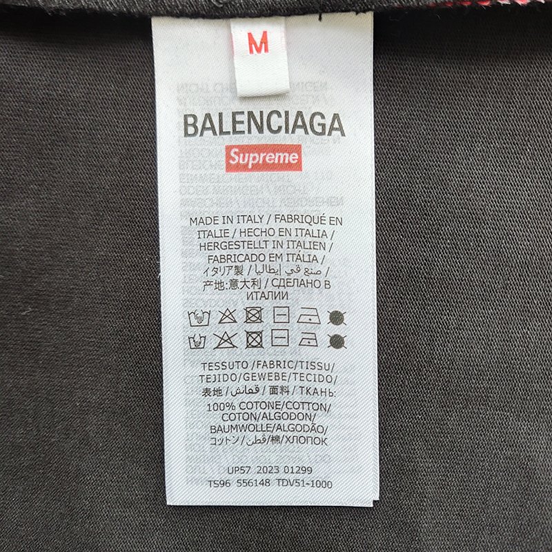 Футболка Balenciaga X Supreme Plaque With Text Logos "Black" фото № 2