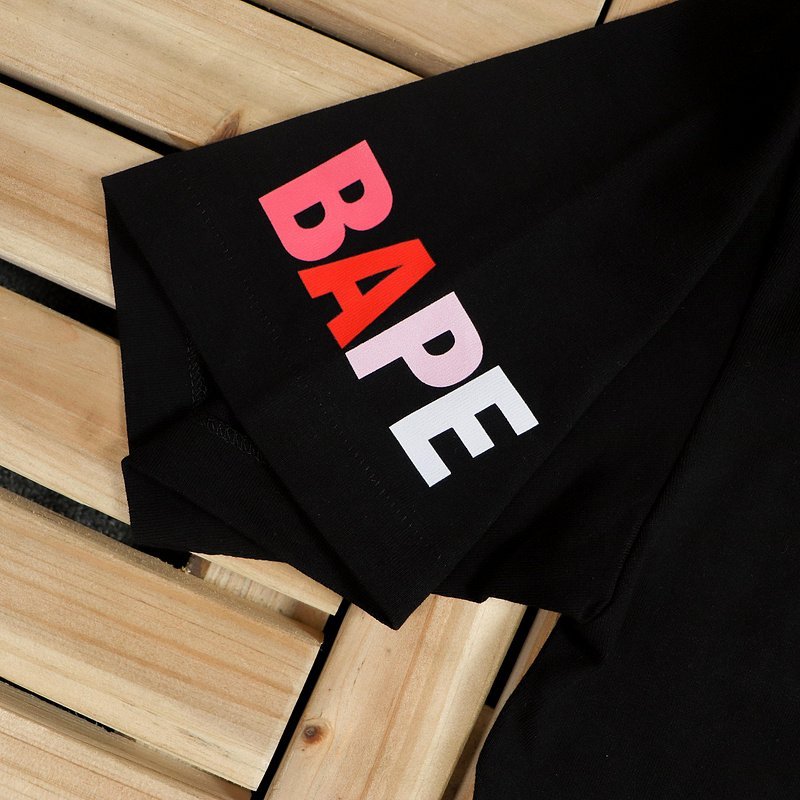 Футболка Bape Colorful Small Details Front And Big Print Back "Black" фото № 4