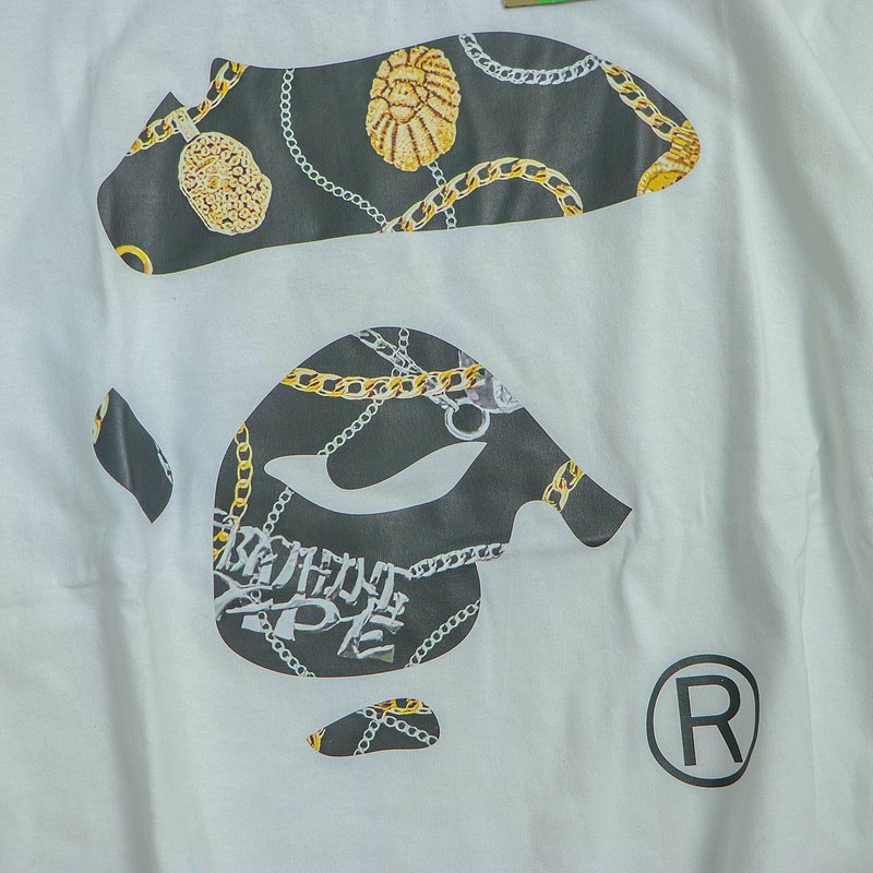 Футболка Bape Print With Chains "White" фото № 3