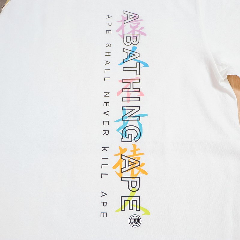 Футболка Bape Rounded Hieroglyph Print Back "White" фото № 3