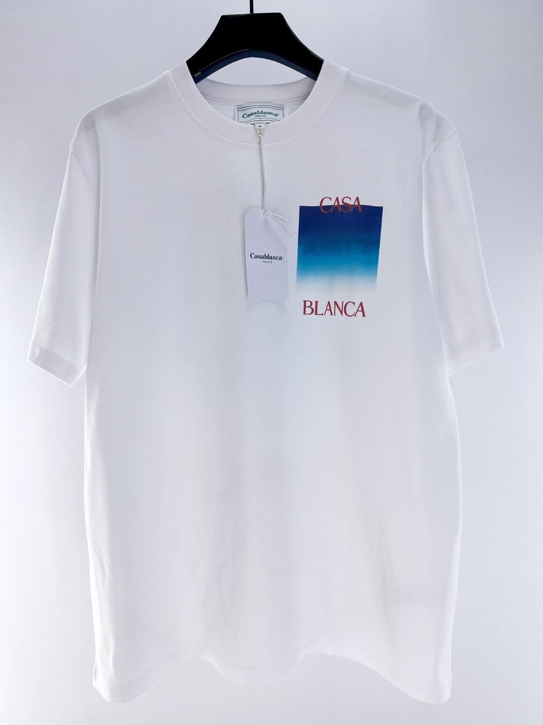 Футболка Casablanca Red Frontside Logo Gradient Of Blue "White" фото № 2