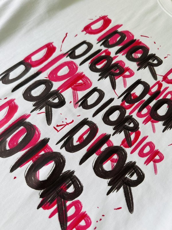 Футболка Christian Dior Black And Pink Text Print "White" фото № 3
