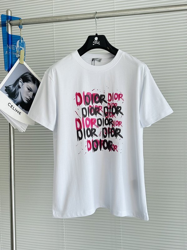 Футболка Christian Dior Black And Pink Text Print "White" фото № 5