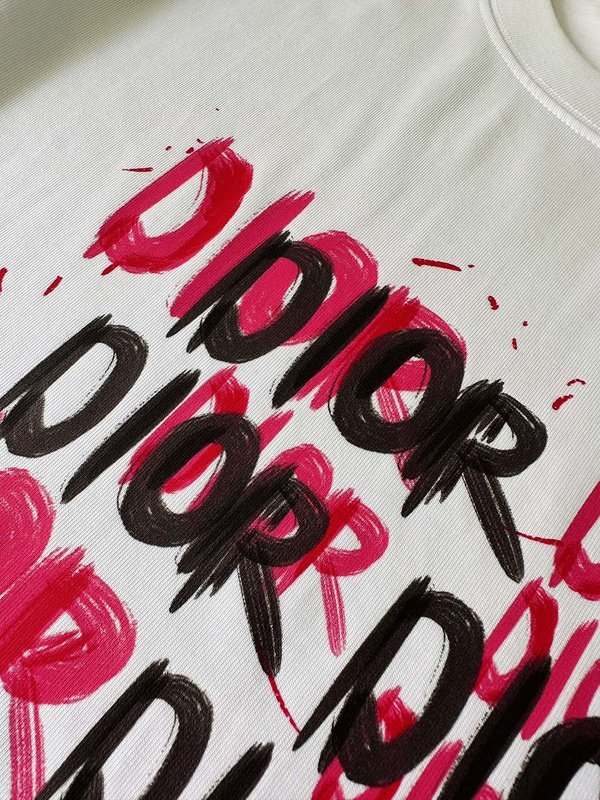 Футболка Christian Dior Black And Pink Text Print "White" фото № 6