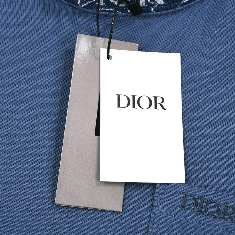 Футболка Dior With Designer Collar And Pocket "Blue" фото № 3