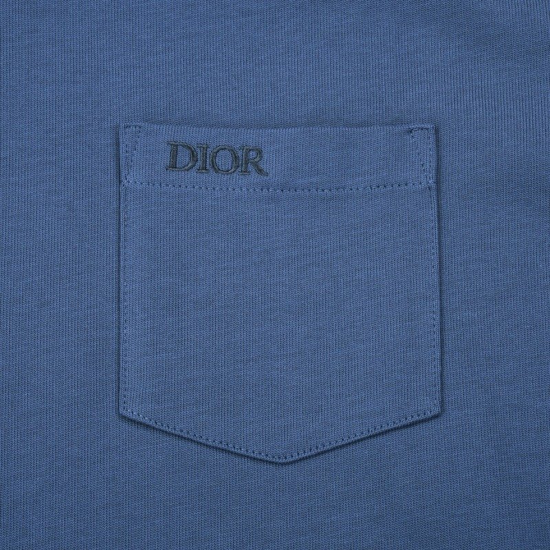 Футболка Dior With Designer Collar And Pocket "Blue" фото № 4