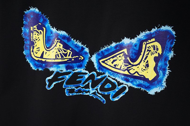 Футболка Fendi Colorful Triangles And Logo "Black" фото № 6