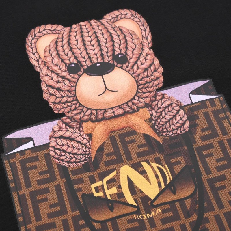Футболка Fendi Bear Peeking Out Of Bag "Black" фото № 5