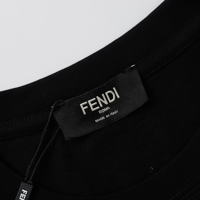 Футболка Fendi Inscription In The Fish Eye Style "Black" фото № 6