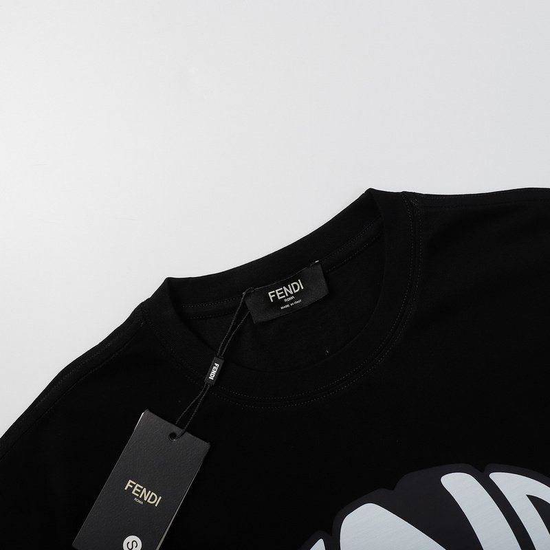 Футболка Fendi Inscription In The Fish Eye Style "Black" фото № 7