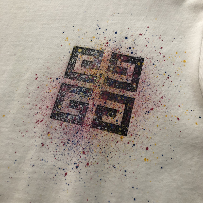Футболка Givenchy Logo With Splashes Of Paint "White" фото № 7