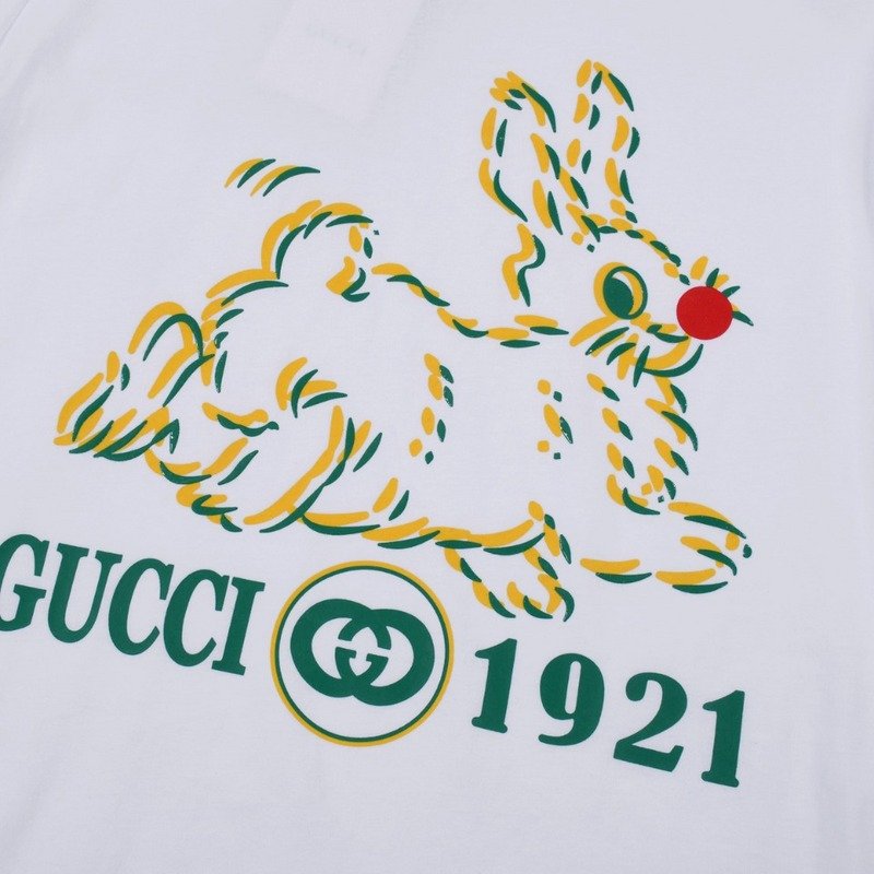 Футболка Gucci Fleeing Rabbit Print "White" фото № 7