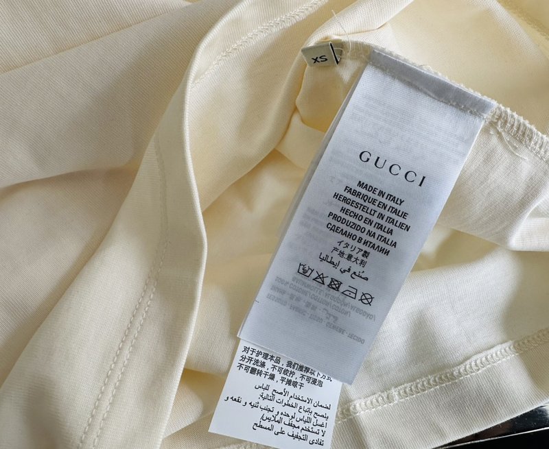 Футболка Gucci With A Logo Stripe On The Sleeves "Cream" фото № 5