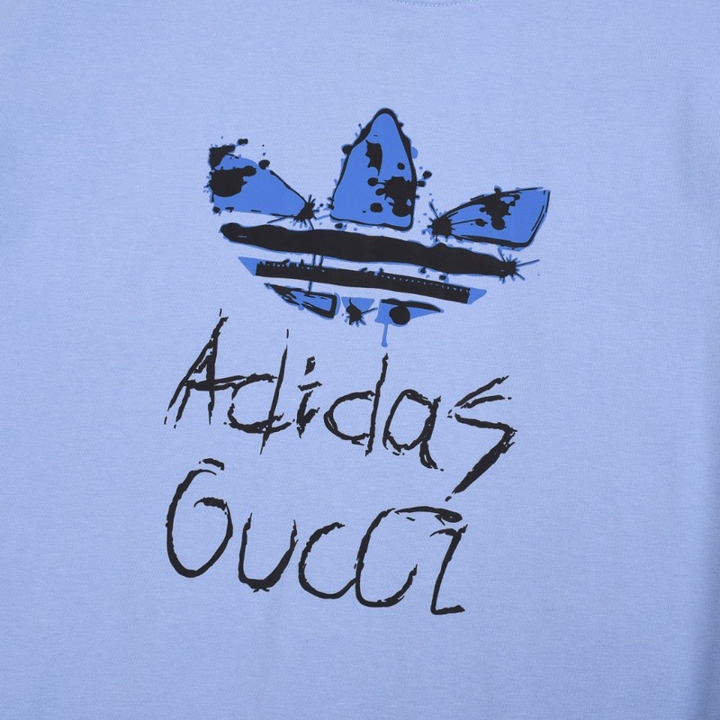 Футболка Gucci X Adidas Logo In The Center "Blue" фото № 6