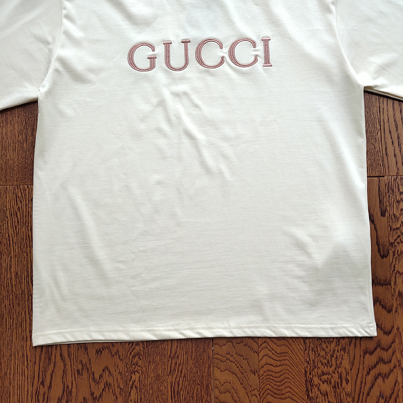 Футболка Gucci Embroidered Brand Name "White" фото № 4