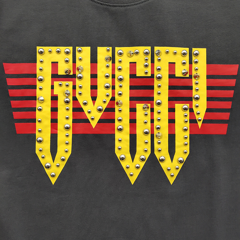 Футболка Gucci Logo Decorated With Beads "Black" фото № 8