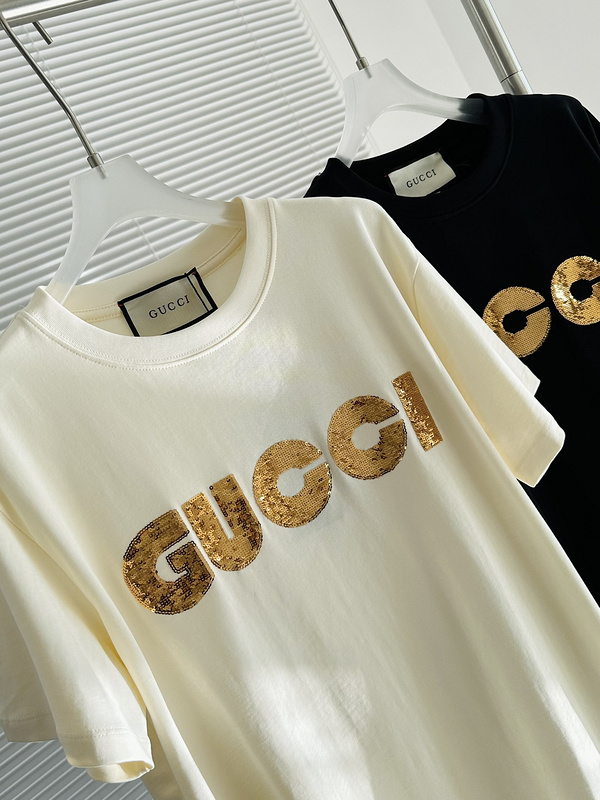 Футболка Gucci Made Of Sequin Logo "White" фото № 2