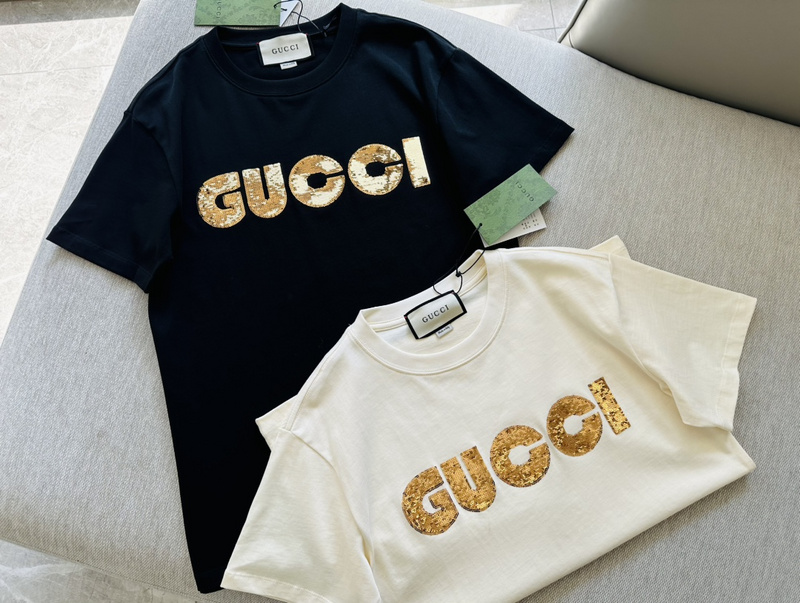 Футболка Gucci Made Of Sequin Logo "White" фото № 7