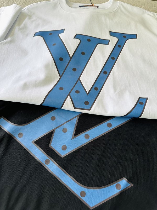 Футболка Louis Vuitton With Large Blue Print "Black" фото № 5