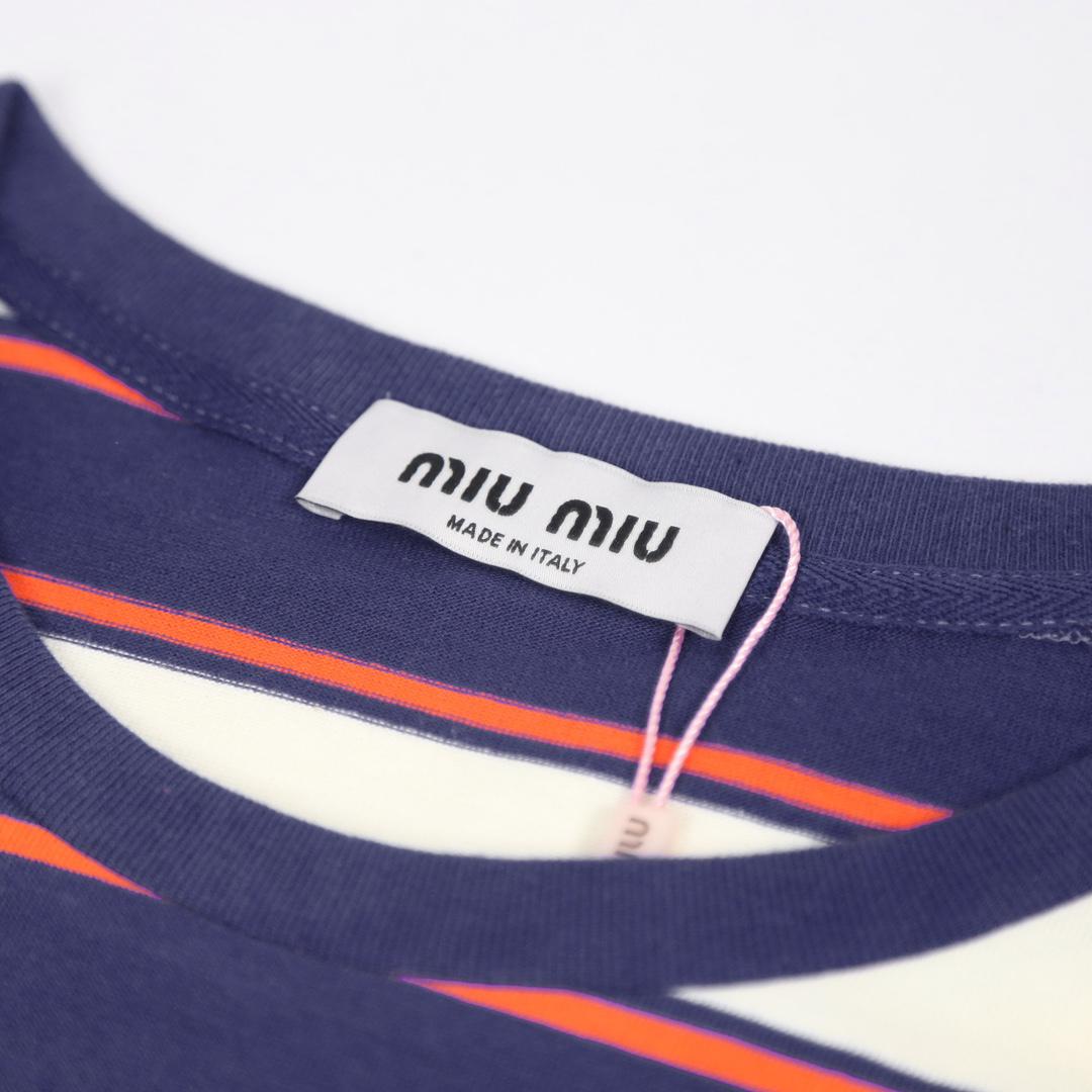 Футболка Miu Miu Horizontal Stripes "Blue" фото № 3
