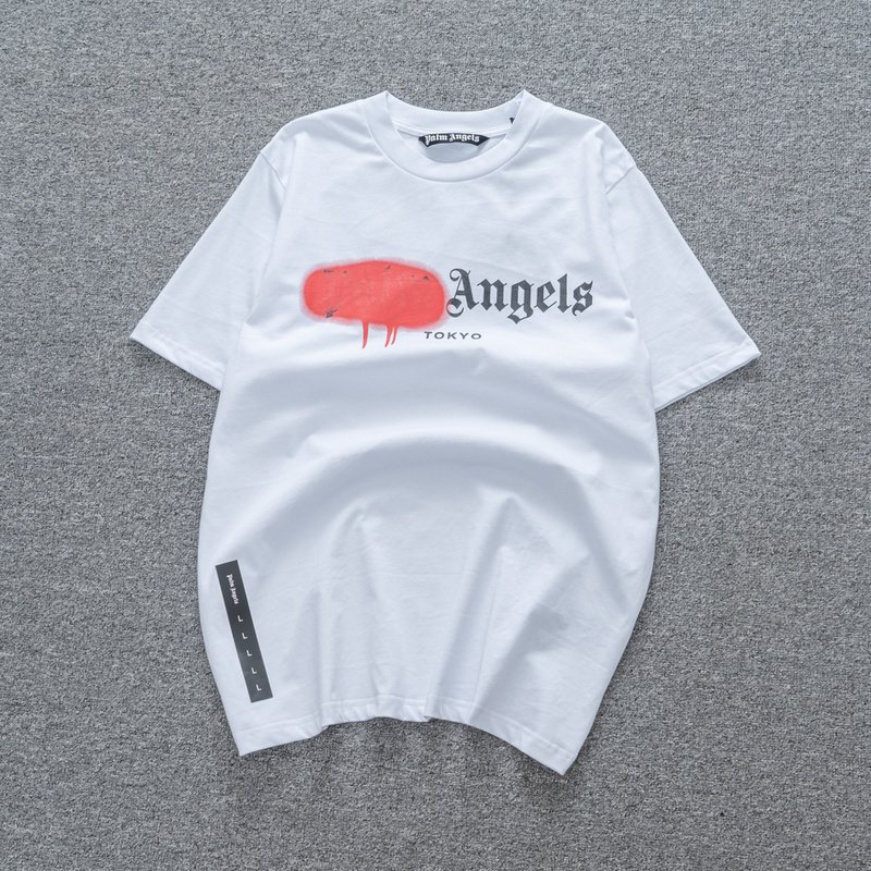 Футболка Palm Angels Painted Over "White/Red" фото № 2