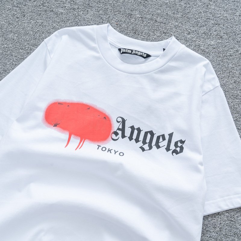 Футболка Palm Angels Painted Over "White/Red" фото № 3