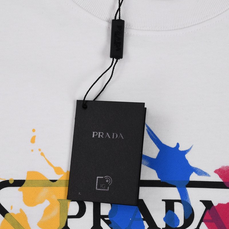 Футболка Prada Spots Of Colored Paint "White" фото № 5