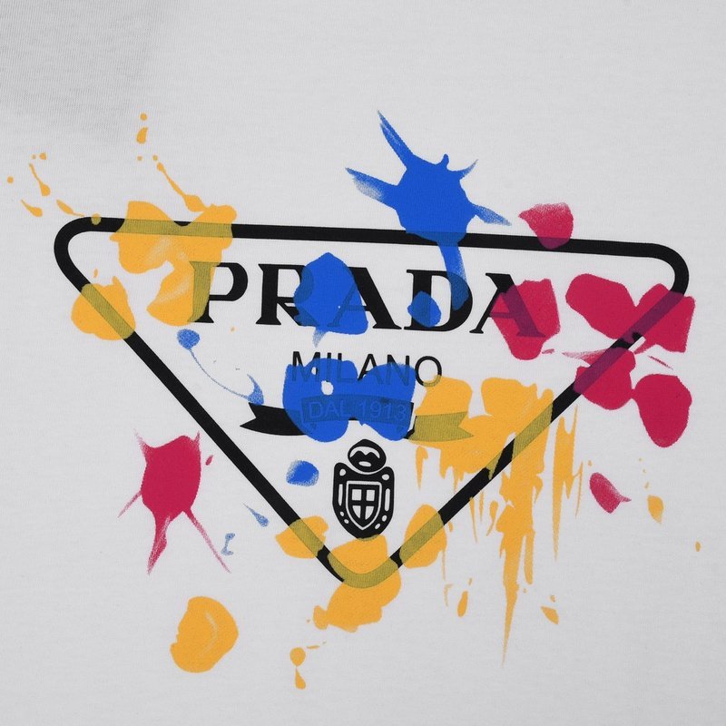 Футболка Prada Spots Of Colored Paint "White" фото № 2