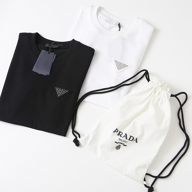 Футболка Prada Logo Made Of Beads "White" фото № 6