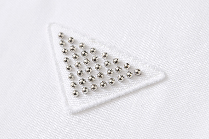 Футболка Prada Logo Made Of Beads "White" фото № 9