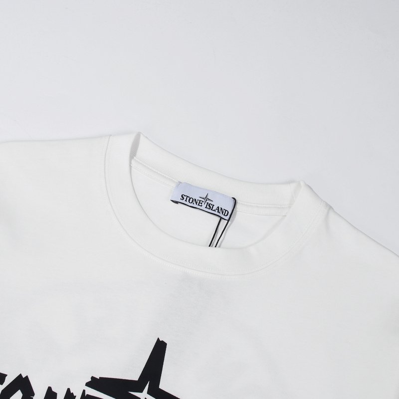 Футболка Stone Island Text And Four-Sided Star "White" фото № 8
