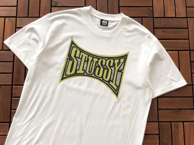 Футболка Stussy Logo Inside Rectangle With Concave Sides "White" фото № 2