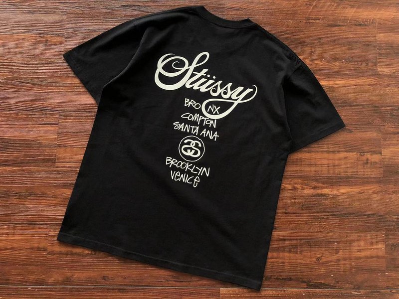 Футболка Stussy Cities And Letter With Mirror Image In Circle "Black" фото № 2