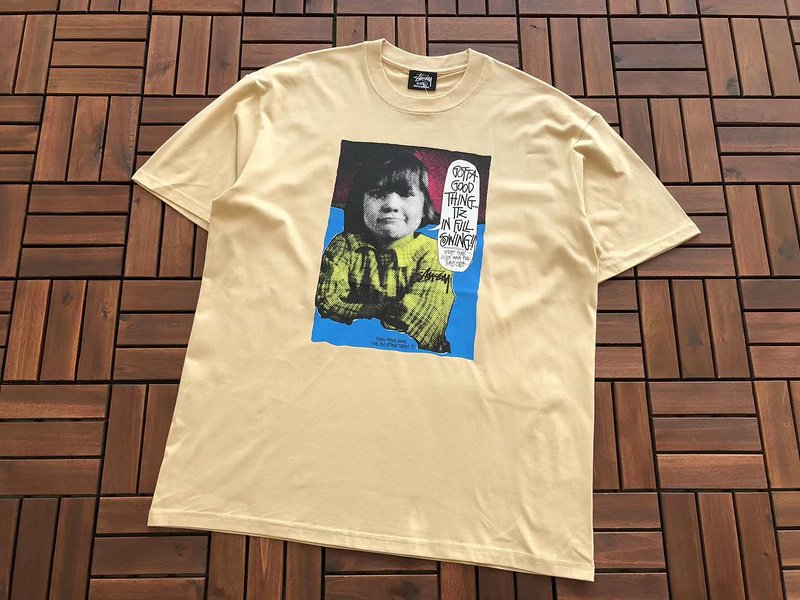Футболка Stussy Child With Inscription Print "Beige" фото № 3