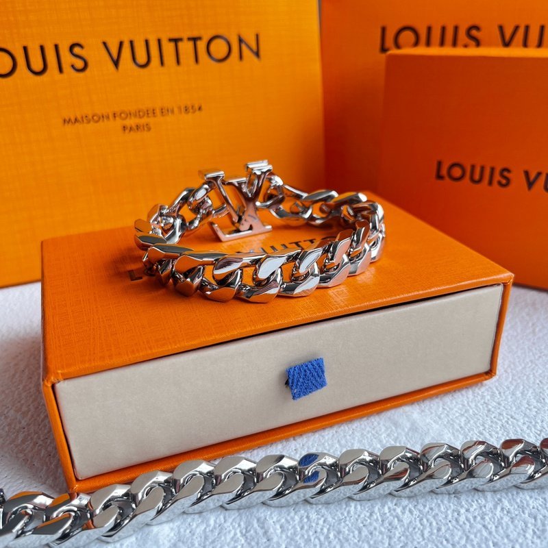 Браслет Louis Vuitton With Blue Logo Clasp "Silver" фото № 2