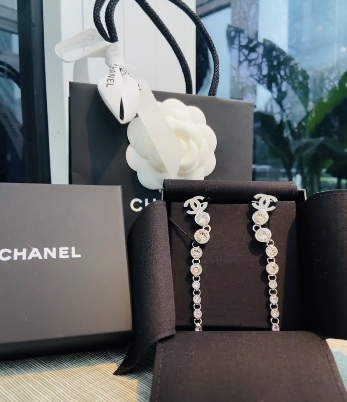 Серьги Chanel Rhinestones Chain "Gold" фото № 2