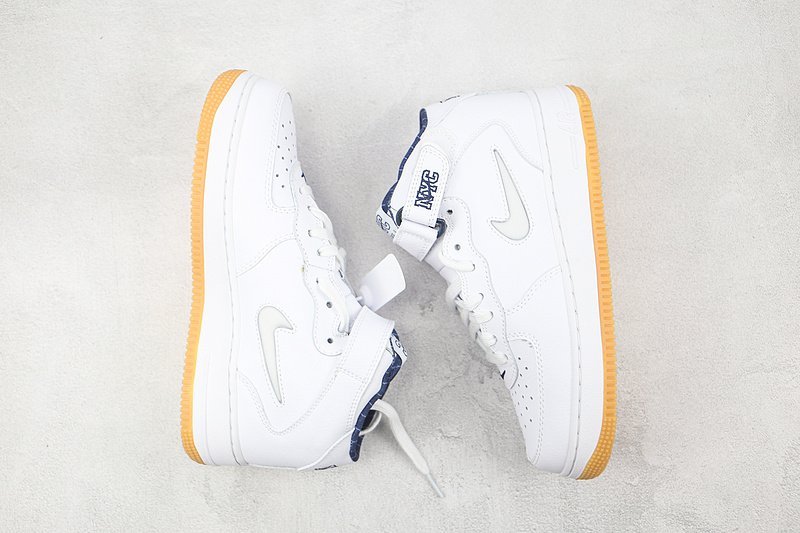 Nike Air Force 1 Mid QS "White/Midnight Navy/Gum Yellow" фото № 9