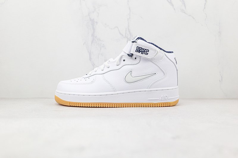 Nike Air Force 1 Mid QS "White/Midnight Navy/Gum Yellow" фото № 2