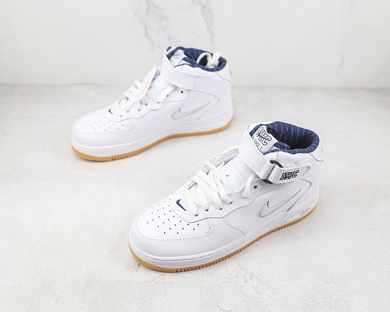 Nike Air Force 1 Mid QS "White/Midnight Navy/Gum Yellow" фото № 7