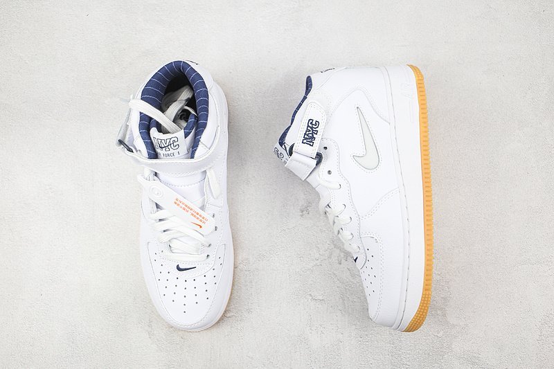 Nike Air Force 1 Mid QS "White/Midnight Navy/Gum Yellow" фото № 8