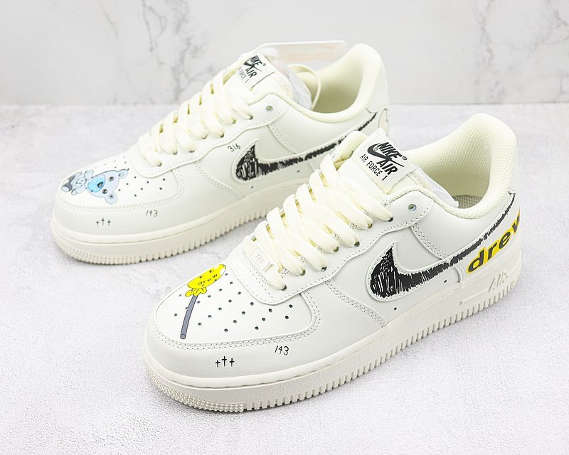 Drew House x Nike Air Force 1 Low "Beige/Black/Yellow" фото № 5
