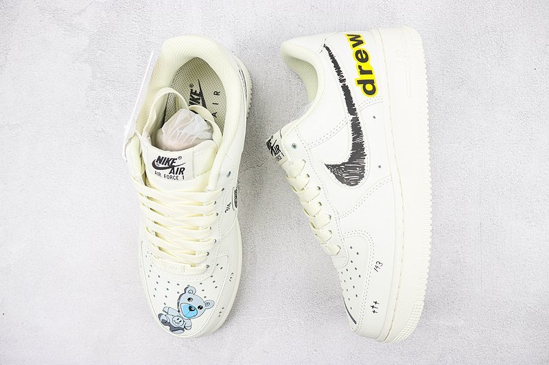 Drew House x Nike Air Force 1 Low "Beige/Black/Yellow" фото № 7