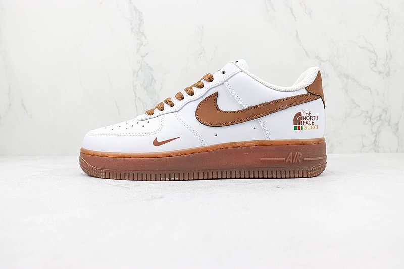 The North Face x GUCCI x Nike Air Force 1 Low "White/Brown" фото № 2