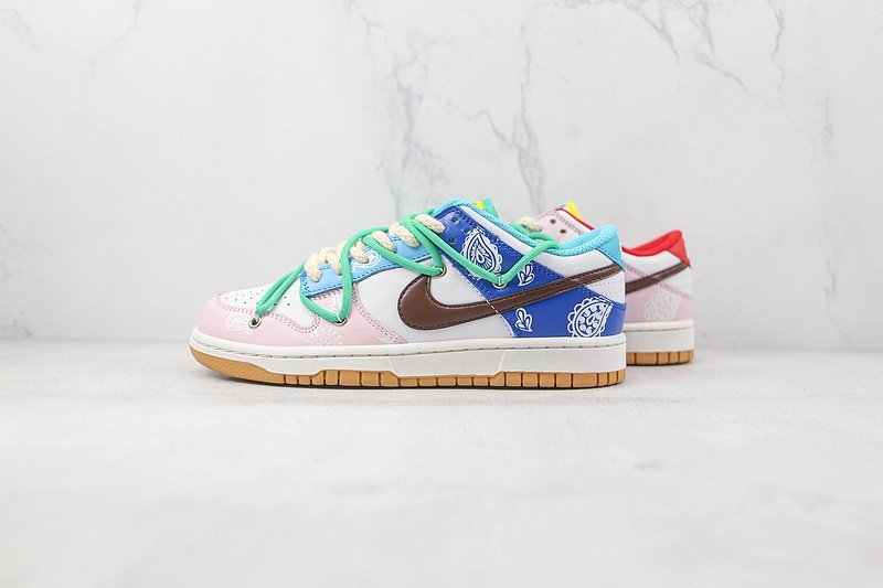 Nike Dunk Low Retro "White/Blue/Green/Brown/Red/Pink" фото № 2