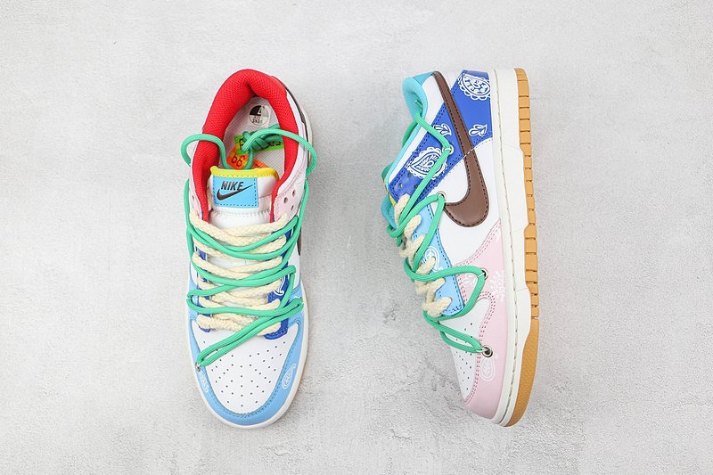 Nike Dunk Low Retro "White/Blue/Green/Brown/Red/Pink" фото № 6