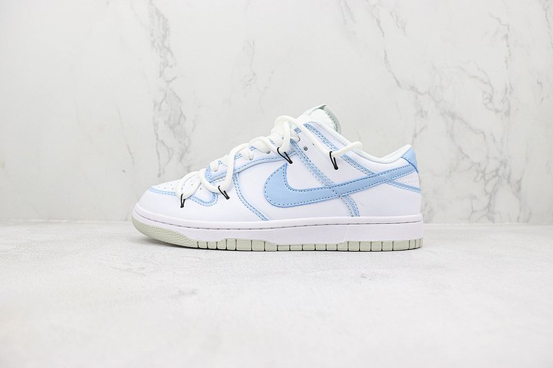 Nike Dunk Low "White/Light Blue/Double Lacing" фото № 2