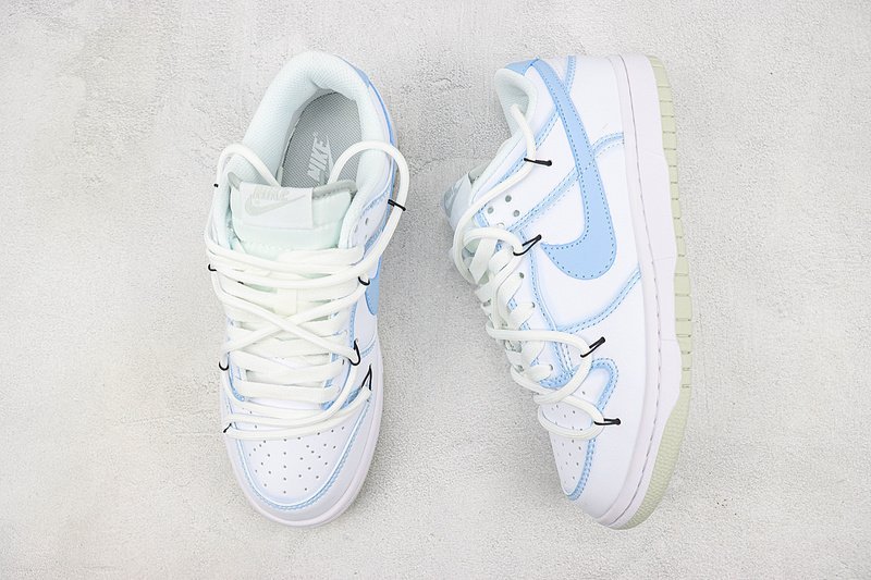Nike Dunk Low "White/Light Blue/Double Lacing" фото № 6