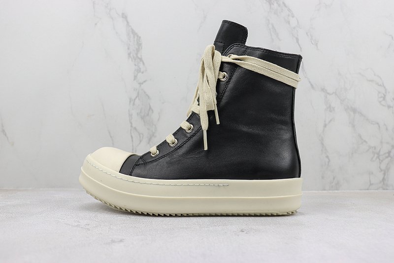 Rick Owens DRKSHDW High-Top "Leather Black/Milk" фото № 2