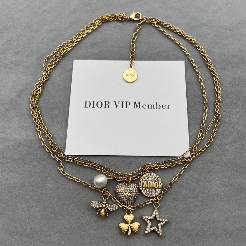 Ожерелье Dior Chain Details Decoration - Star And Flower "Gold" фото № 4