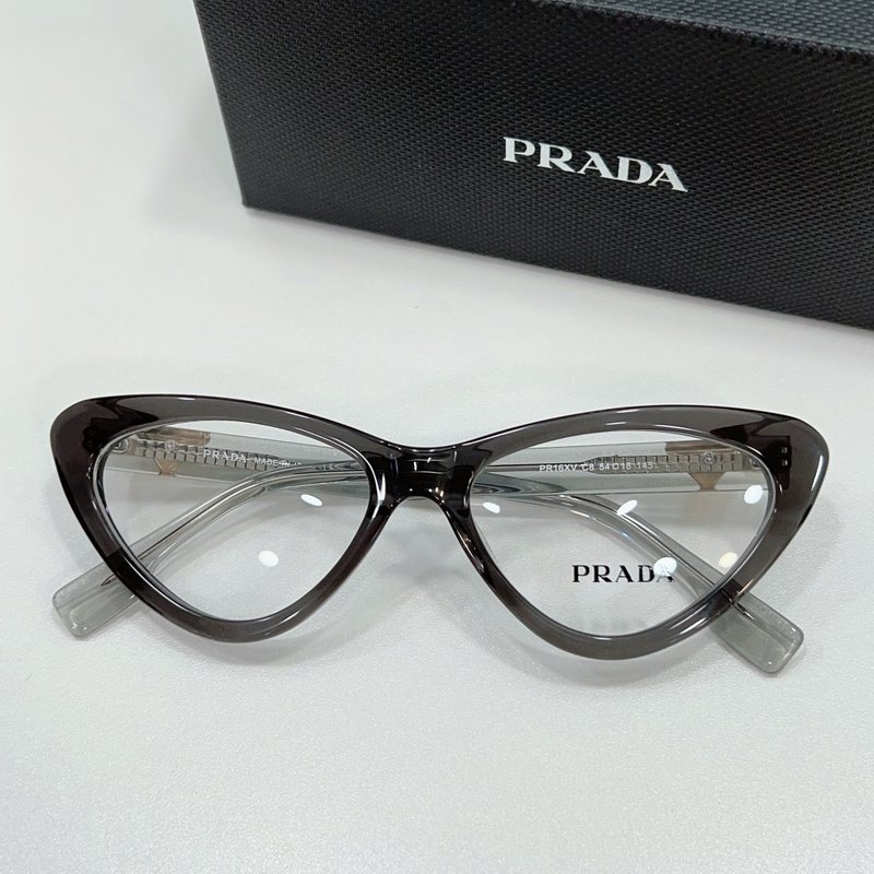 Оправа для очков Prada Cat Eye Shaped With Gold Logo "Gray" фото № 2